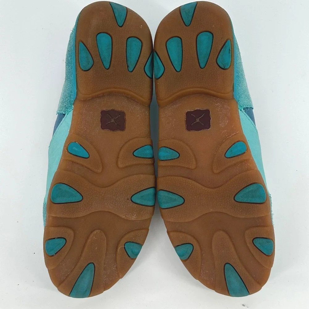 Twisted X Kicks Turquoise Teal Leather Patchwork Driving Loafers Shoes 8M